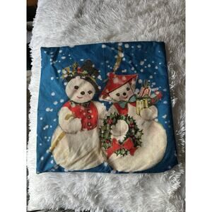 Snowman Christmas Pillow Cover | Blue Holiday Throw Cushion Case | 18x18 Modern